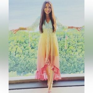 chinese dress ladies Paradise Found V-Neck Button Maxi Dress Natural main image 1